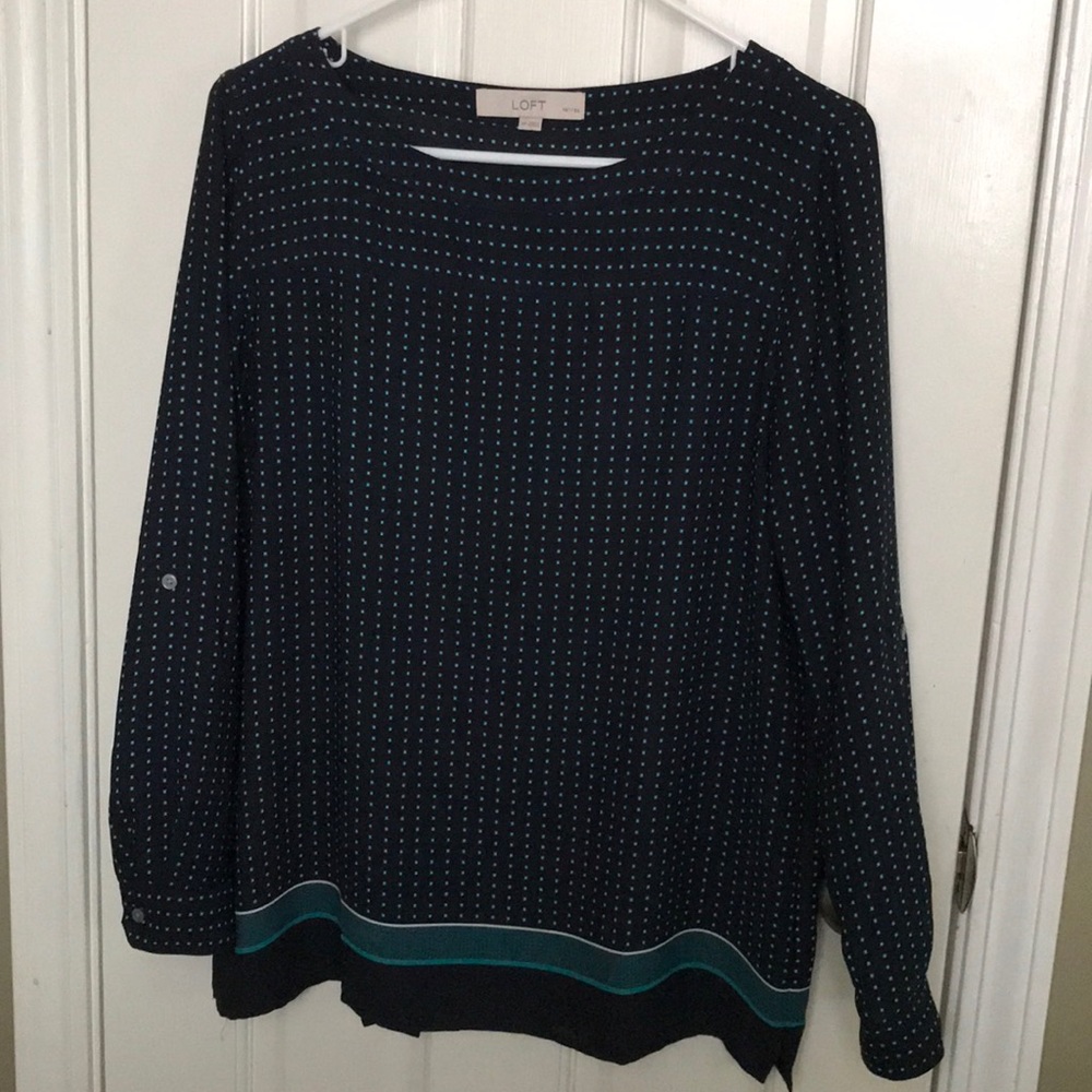 Loft Navy Polka Dot Blouse
